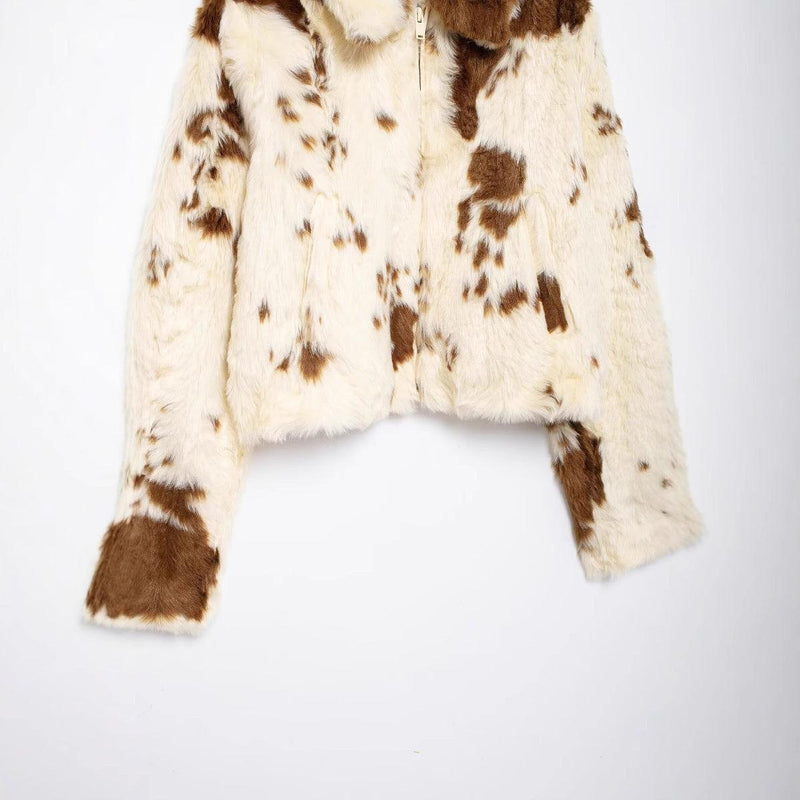 Style Artificial Fur Effect Short Chic Jacket Coat