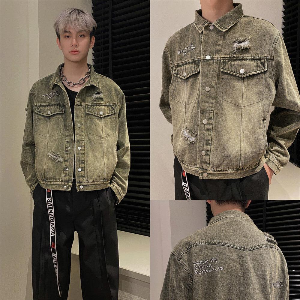 Men's Ripped Denim Short Jacket