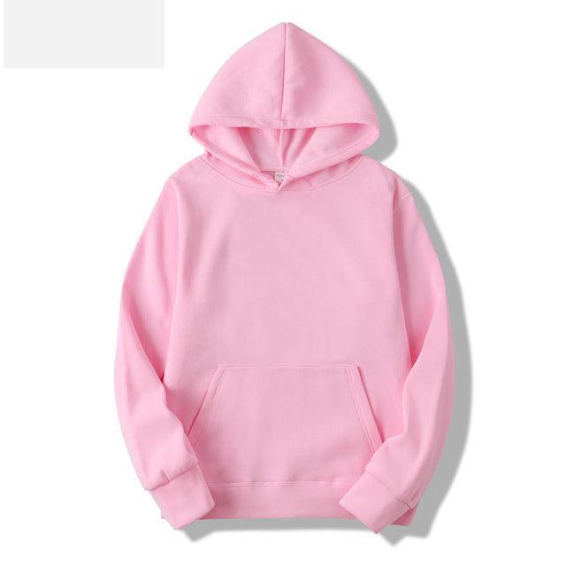Men's Long Sleeve Pullover Hoodie in Pink - WOMONA