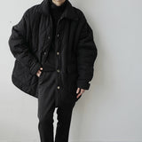 Men's Lapel Super Loose Silhouette Big Pocket Cotton Coat - WOMONA.COM