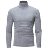 Young Men High Neck Thin Color Slim-fit Fashion Long Sleeves