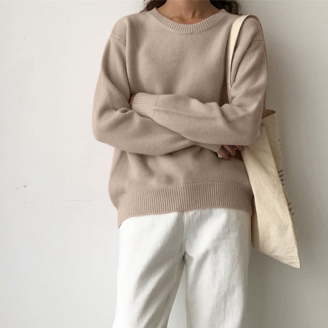 Women Sweaters Wool Jumper Basic Korean Fashion - WOMONA.COM