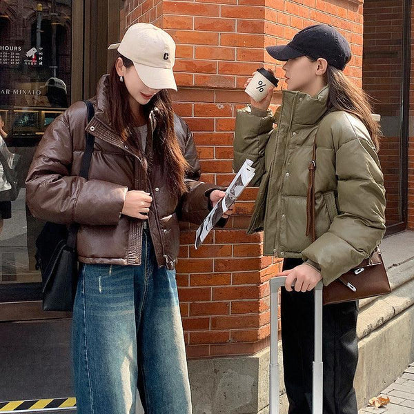 Chaqueta corta de algodón y piel sintética para invierno