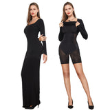 Belly Contracting Hip Lifting Long Sleeve Narrow Dress - WOMONA.COM