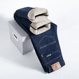 Fleece Lined Padded Warm Keeping Jeans For Men - WOMONA.COM