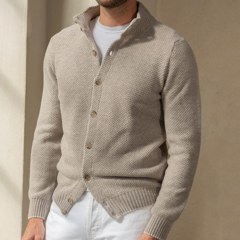 New AutumnWinter Mens Solid-Color Long-Sleeve Knitted Sweater