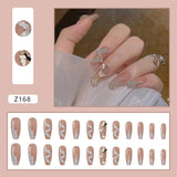 Japanese-style Armor Long Broken Diamond Streamer Fake Nails - WOMONA.COM