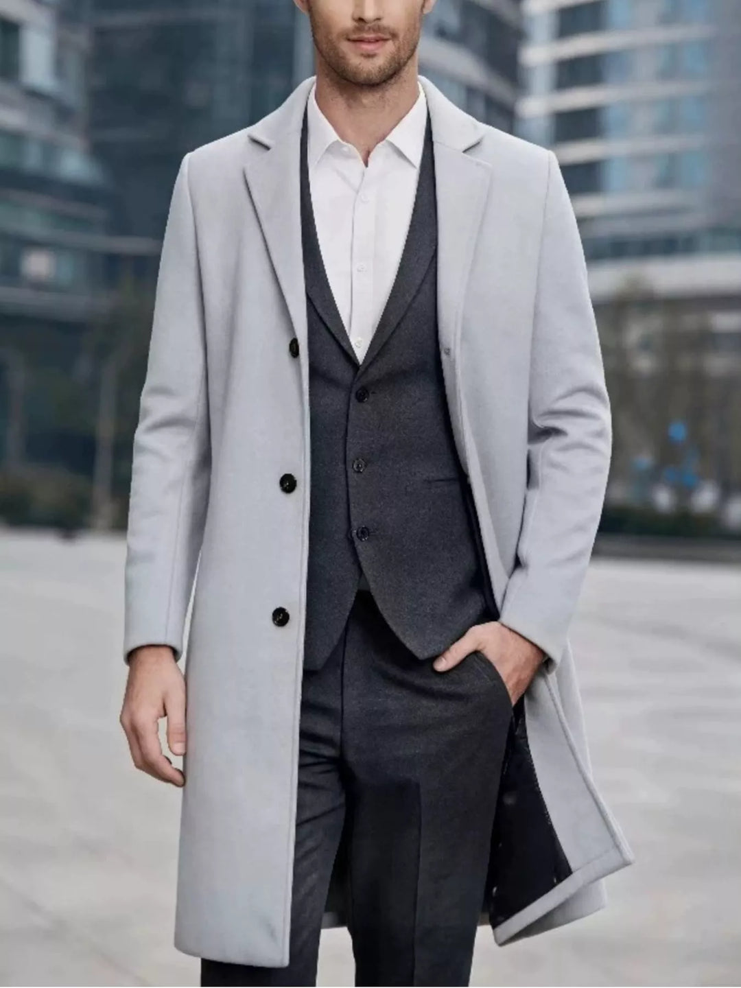 Men's Plus Size Slim-Fit Lapel Collar Overcoat