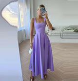 Fashion Retro Waist-controlled Square Collar Large Swing Dress - WOMONA.COM