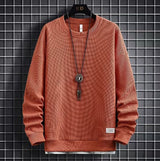 Waffle Casual Sports Round Neck Sweater