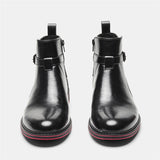 Bright Black Men Fashion Boots With Red Background - WOMONA.COM