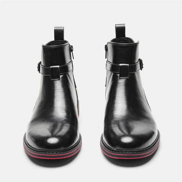 Bright Black Men Fashion Boots With Red Background - WOMONA.COM