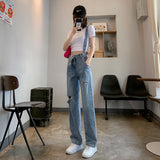 Ripped Jeans With Diagonal Suspenders For Women - WOMONA.COM