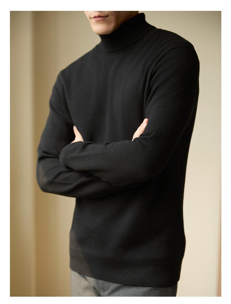 Wool Blend Turtleneck Sweater Men's Long Sleeve - WOMONA.COM