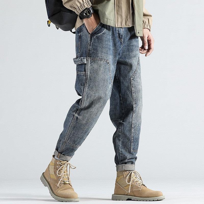 Retro Straight Loose Plus Size Tooling Jeans Men - WOMONA.COM