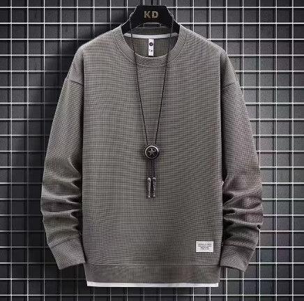 Waffle Casual Sports Round Neck Sweater - WOMONA.COM
