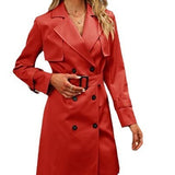 Women's Double Breasted Fashion Casual Trench Coat - WOMONA.COM