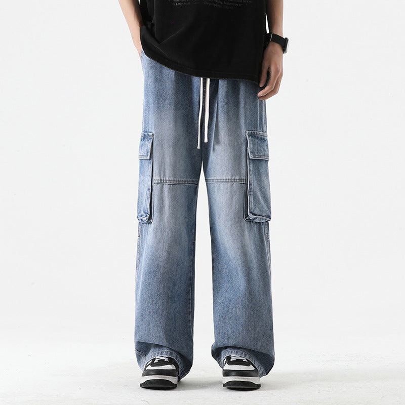 Men's Retro Pocket Stitching Jeans - WOMONA.COM