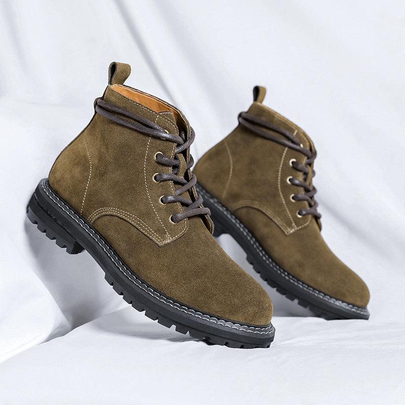 Suede Leather Autumn And Winter Mid-top Boots - WOMONA.COM