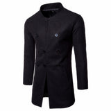 New Men's Fashion Slim Neck Three Row Woolen Coat - WOMONA.COM