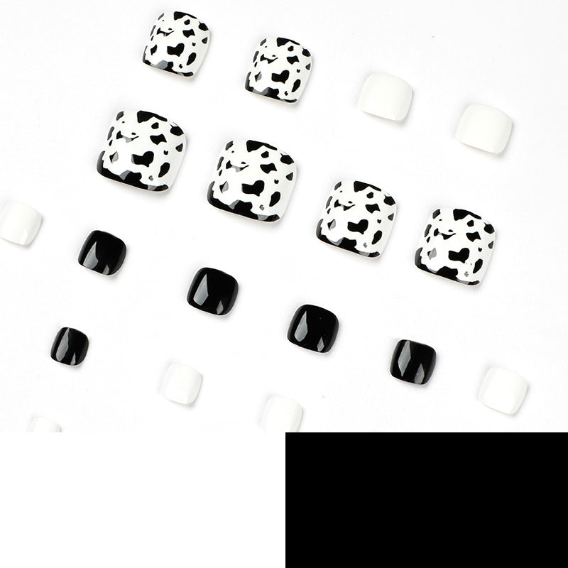 Fashion Summer Black And White Leopard Print Feet Nail - WOMONA.COM