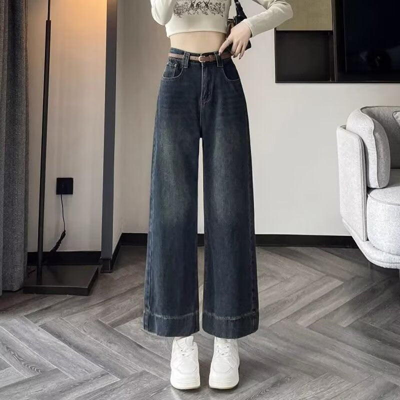 Women's high-waist cropped stretch straight-leg jeans