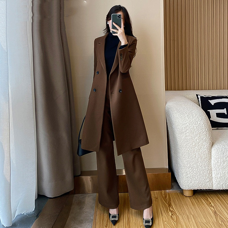 Women's brown double-breasted trench coat