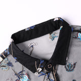 Men's Short-sleeved Floral Thin Hollow Non-iron Ice Silk Shirt - WOMONA.COM