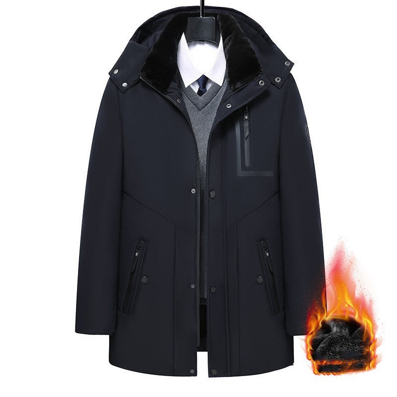 Men's Coat Winter Thick Cotton Clothing Removable Hat - WOMONA.COM