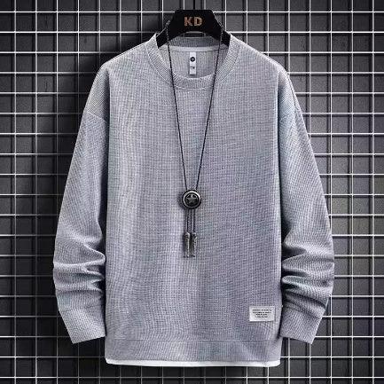 Waffle Casual Sports Round Neck Sweater - WOMONA.COM