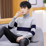 High Neck Striped Sweater Men Fashion Men - WOMONA.COM