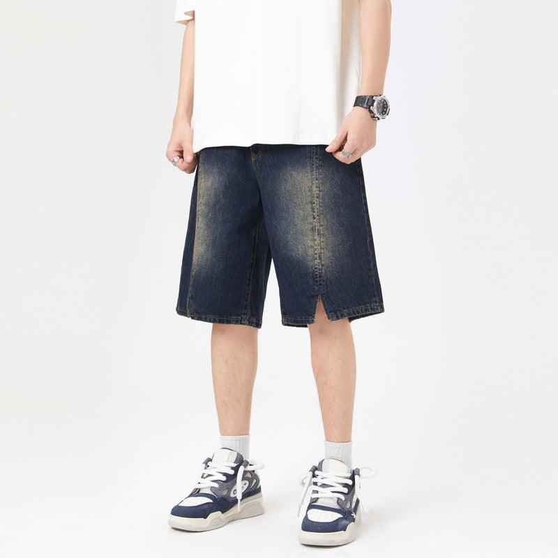 Retro Washed Split Design Denim Shorts For Men - WOMONA.COM