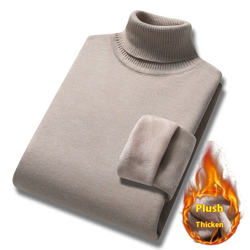 Single-layer Fleece-lined Knitted Bottoming Shirt - WOMONA.COM