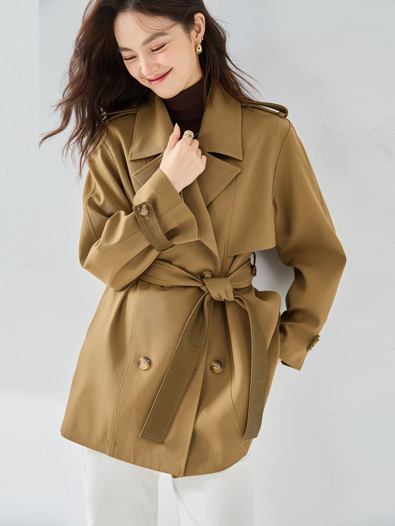 New Casual Elegant Elegant Short Trench Coat Women