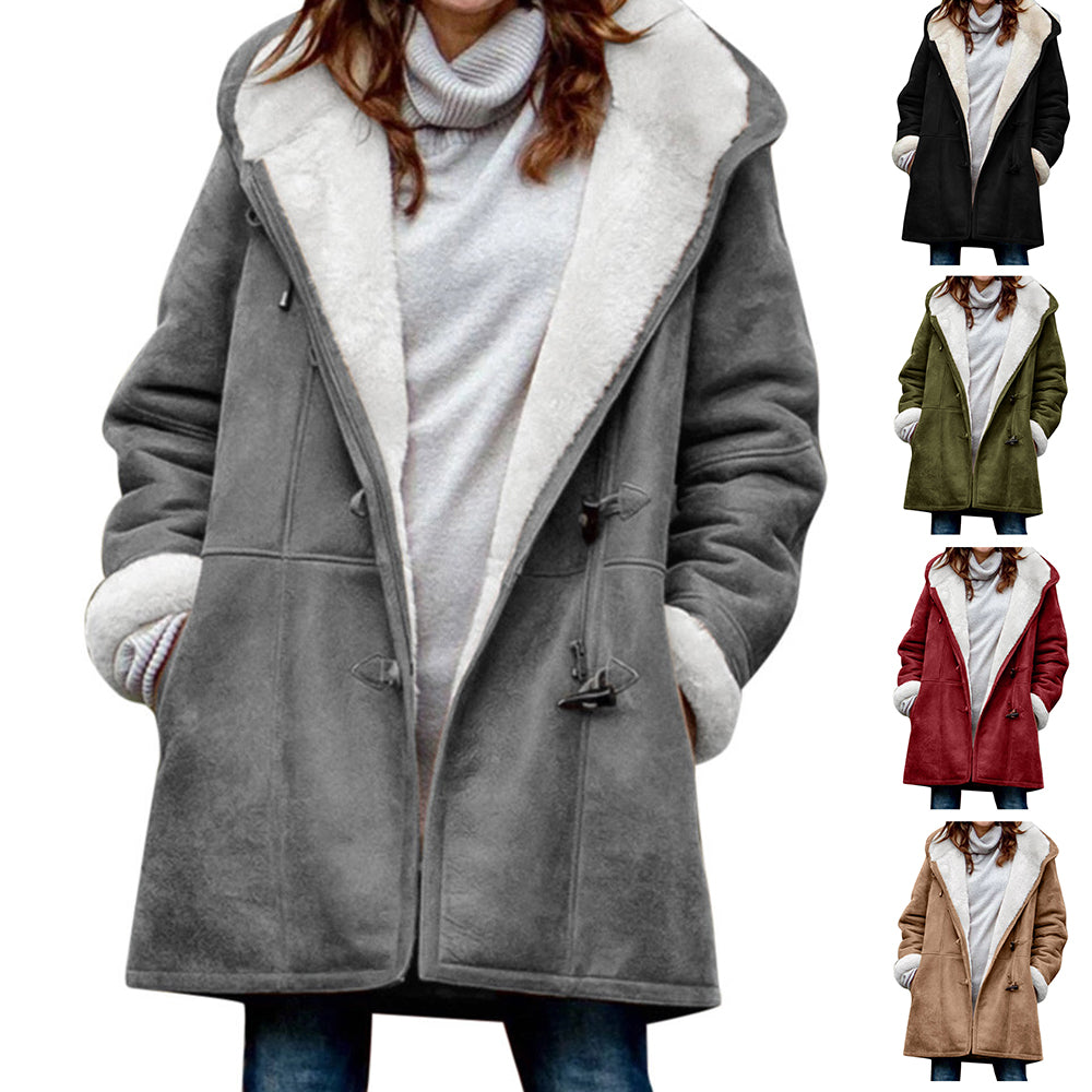 Women's hooded button-front mid-length coat – product image 1