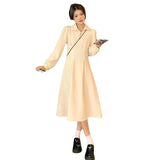 Long Sleeve Fleece-lined Warm Mid-length Dress For Women - WOMONA.COM