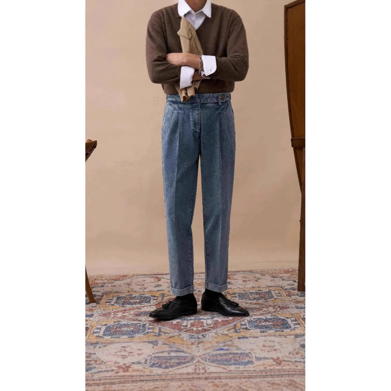 Pantalones de cintura alta para caballero de negocios de otoño para hombre