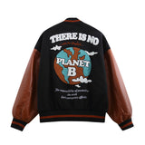 PU Leather Jacket Men's Letter Embroidery Baseball - WOMONA.COM