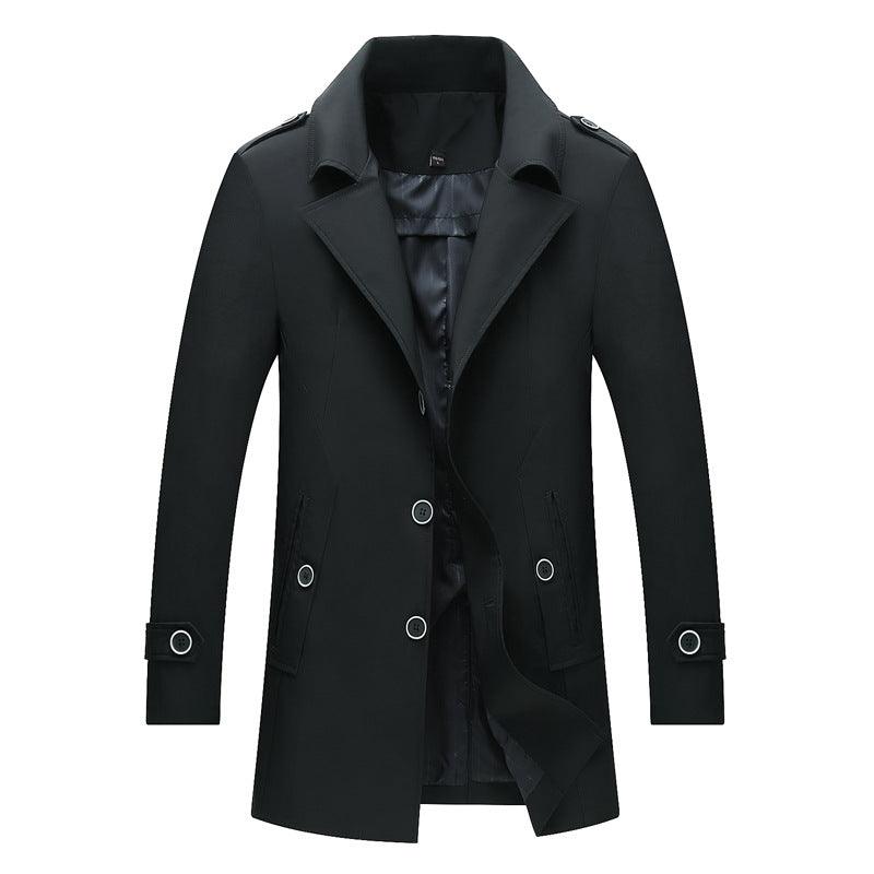 Long Single Breasted Lapel Trench Coat - WOMONA.COM