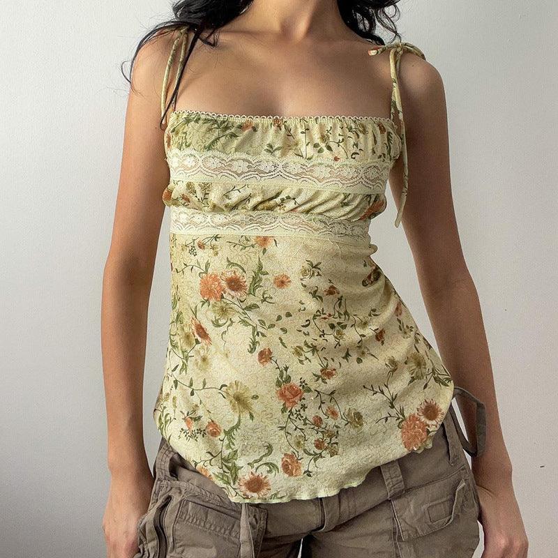 Crimp Skirt Hemline Type Lace-up Vest - WOMONA.COM