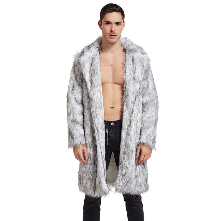 European And American Men's Artificial Fur Long Coat - WOMONA.COM