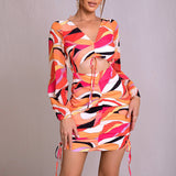 European And American Fashion Sexy Backless Print Dress - WOMONA.COM