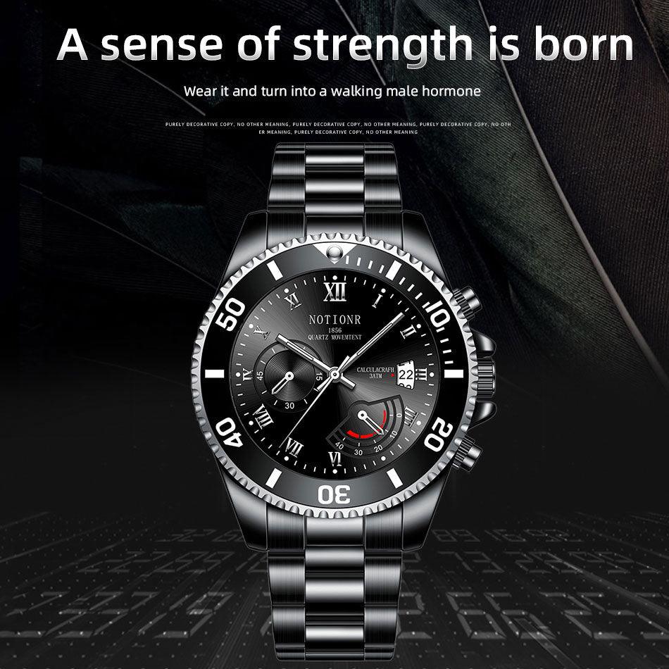 Steel Luminous Calendar Quartz Watch - WOMONA.COM