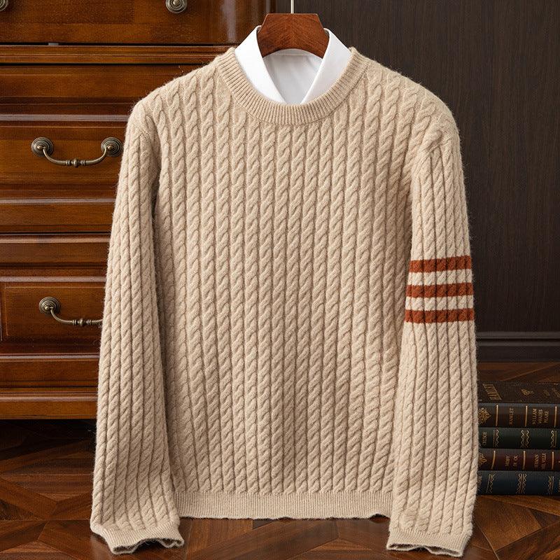 Knitwear Men's Round Neck Loose Thick Twist - WOMONA.COM