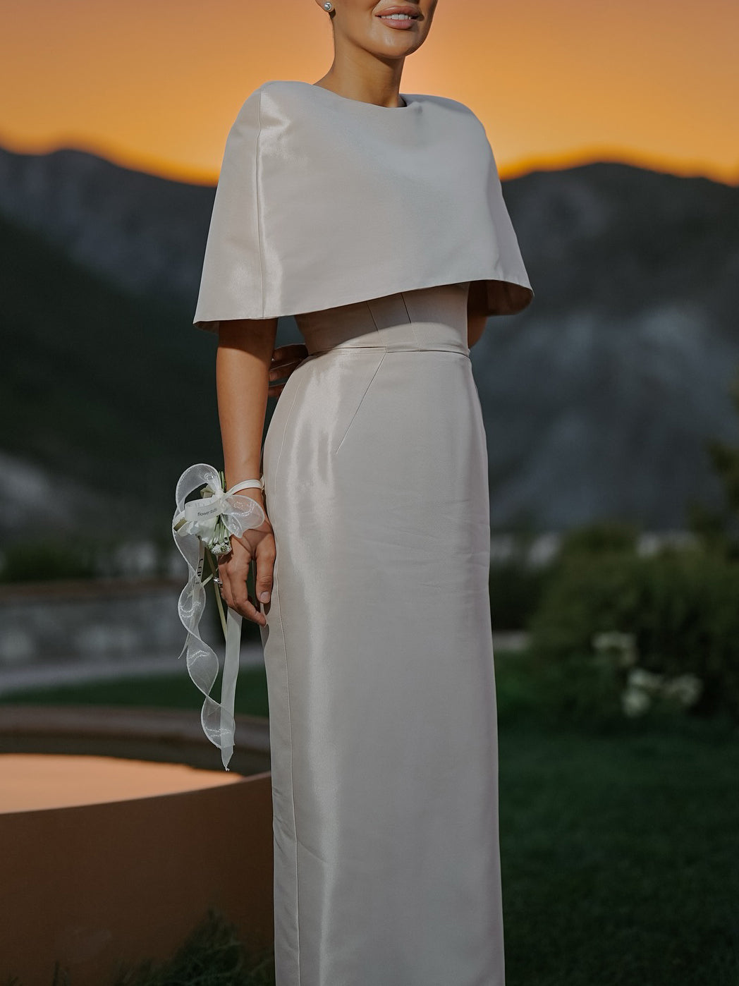 Cape-Style Fitted Maxi Dress – product image 1