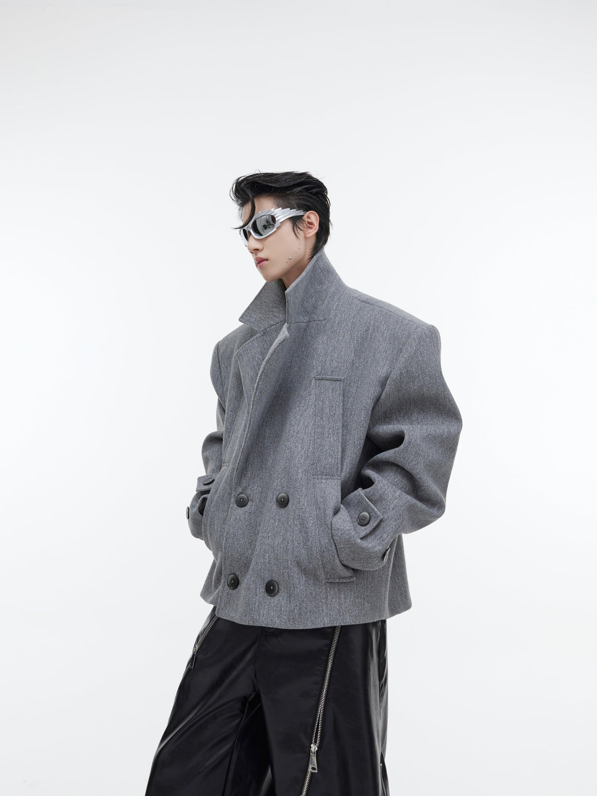 Deconstructed Silhouette Short Woolen Suit Jacket - WOMONA.COM