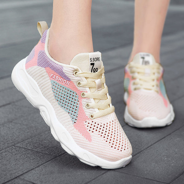 Zapatillas deportivas informales con cordones y diseño en bloques de color para mujer