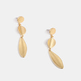 Long Simple Retro Alloy Leaf Earrings - WOMONA.COM