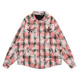 Distressed Tie-dyed Plaid Shirt Jacket For Men - WOMONA.COM