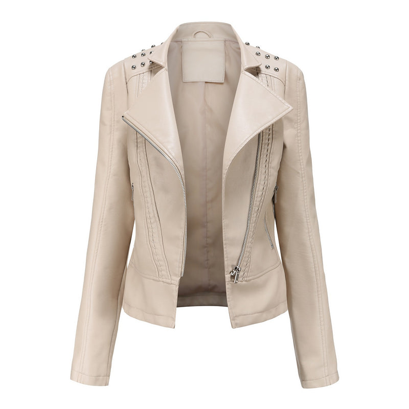 Women's Leather Jacket Slim Thin Small Coat - WOMONA.COM